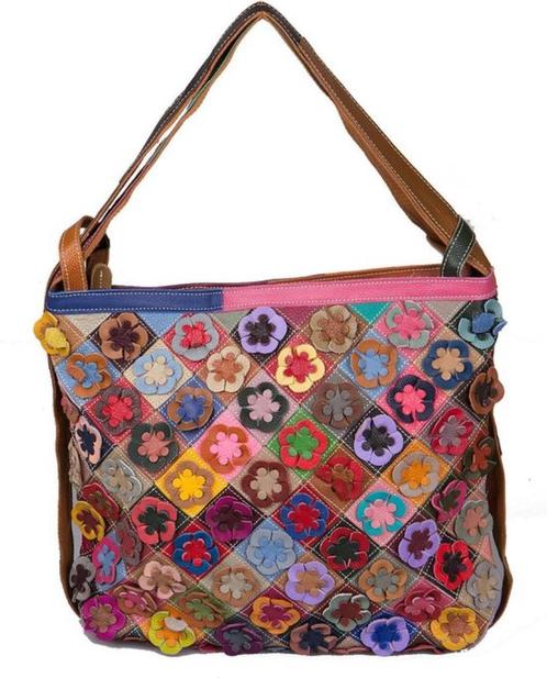 kleurrijk leren rugtas met bloemen boho Ibiza stijl rugzak, Sieraden, Tassen en Uiterlijk, Tassen | Damestassen, Nieuw, Schoudertasje