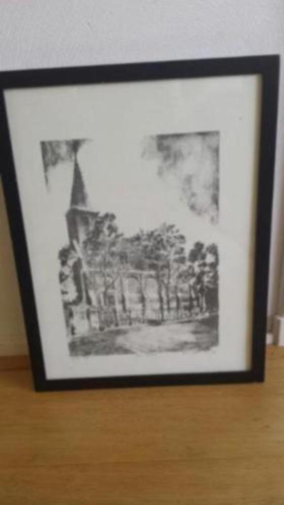 litho kerk Oostwoud Tamme Hoekstra. gesigneerd genummerd, Antiek en Kunst, Kunst | Litho's en Zeefdrukken, Ophalen
