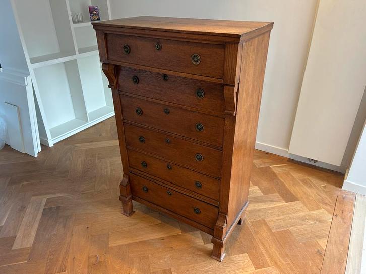 Antieke Ladekast Eik Frans, Huis en Inrichting, Kasten | Dressoirs, Gebruikt, 50 tot 100 cm, 25 tot 50 cm, Met lade(s), Eikenhout