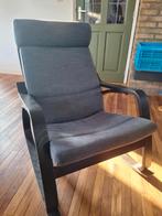 Ikea Poäng Schommelstoel Zwart met Antraciet Kussen, Hout, Gebruikt, Ophalen of Verzenden, 50 tot 75 cm