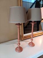 2 tafellampen met lampenkappen van wilde zijde., Ophalen of Verzenden, Zo goed als nieuw, 50 tot 75 cm