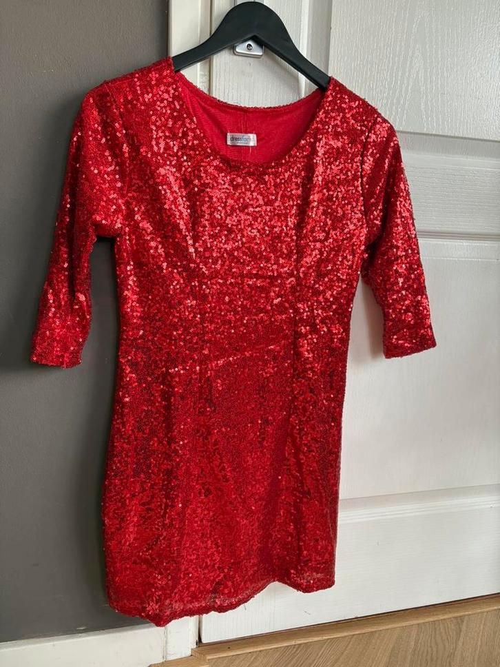 Rode pailletten jurk / tuniek – maat S, Kleding | Dames, Carnavalskleding en Feestkleding, Zo goed als nieuw, Kleding, Carnaval