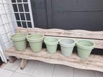 Plastic groene buitenpotten, Tuin en Terras, Bloempotten, Ophalen, Kunststof, Gebruikt, Rond