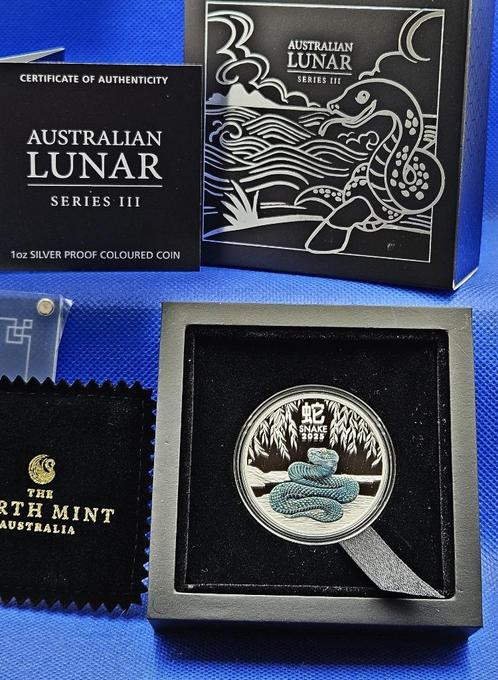 (9032) Australia LUNAR III SNAKE 2025 COLOR PROOF One Ounce, Postzegels en Munten, Munten | Oceanië, Setje, Zilver, Ophalen of Verzenden