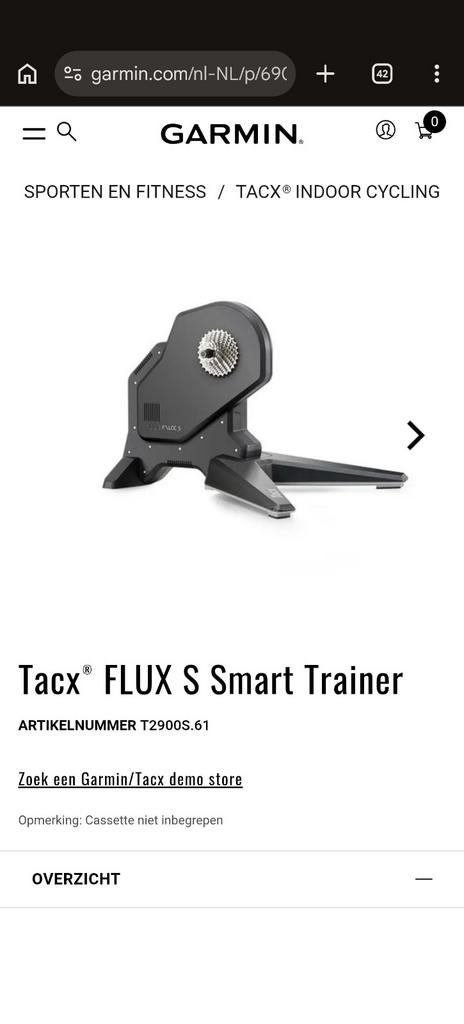 Tacx Flux S Smart Fietstrainer - Nieuw in de verpakking, Sport en Fitness, Ophalen, Nieuw, Benen, Overige typen