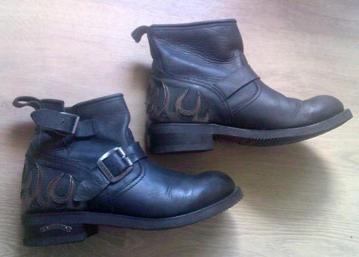 SENDRA zwarte leren laarzen met vlam 39, Kleding | Dames, Schoenen, Gedragen, Lage of Enkellaarzen, Zwart, Verzenden