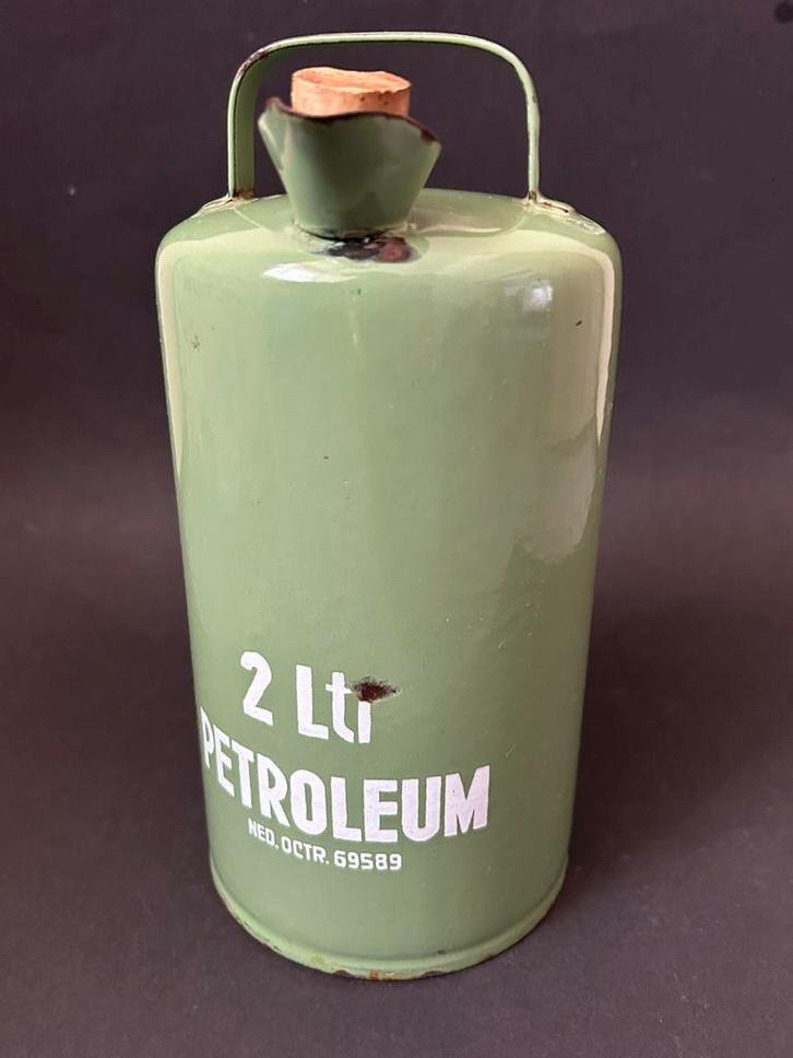 Groen Emaille Petroleum Kan, Antiek en Kunst, Antiek | Emaille, Ophalen of Verzenden