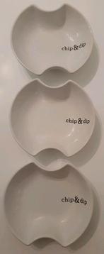 Gusto 3x chip en dio bord schalen wit, Ophalen of Verzenden, Zo goed als nieuw, Overige materialen, Koekenpan of Braadpan