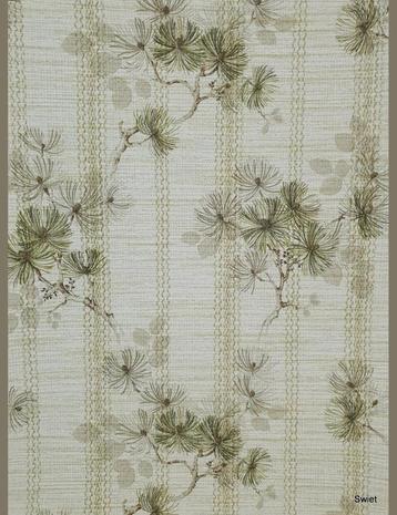 5749 Klassiek takjes jutelook behang groen vintage tijdloos  beschikbaar voor biedingen