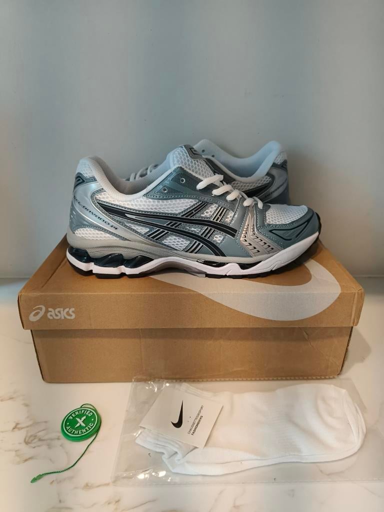 Asics Gel-Kayano 14 White Fjord Grey, Wit, Nieuw, Ophalen of Verzenden, Sneakers of Gympen