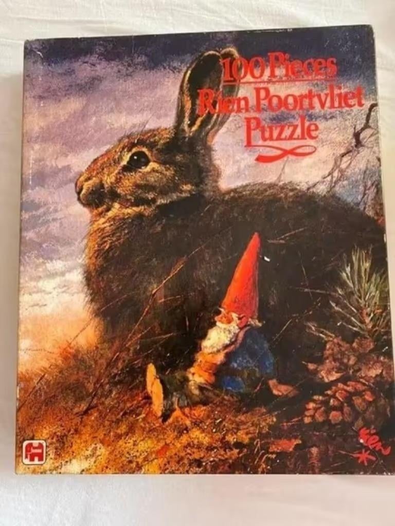 Puzzel van Rien poortvliet : kabouter met konijn, Ophalen of Verzenden, Minder dan 500 stukjes, Gebruikt, Legpuzzel