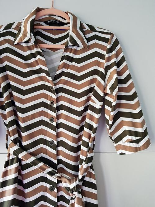 My Pashion travelstof doorknoop jurk S, Kleding | Dames, Jurken, Zo goed als nieuw, Maat 36 (S), Wit, Knielengte, Ophalen of Verzenden