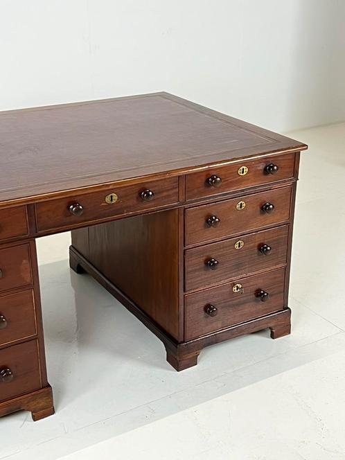 Bureau Partnerdesk Engels antiek mahonie, 19e eeuw, Huis en Inrichting, Bureaus, Gebruikt, Ophalen