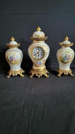 Antieke Franse Bronzen mini Vaasklok met kandelaren ca. 1870, Ophalen of Verzenden