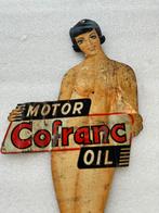Cofranc motor oil oude reclame pin-up, Verzamelen, Merken en Reclamevoorwerpen, Reclamebord, Gebruikt, Ophalen of Verzenden