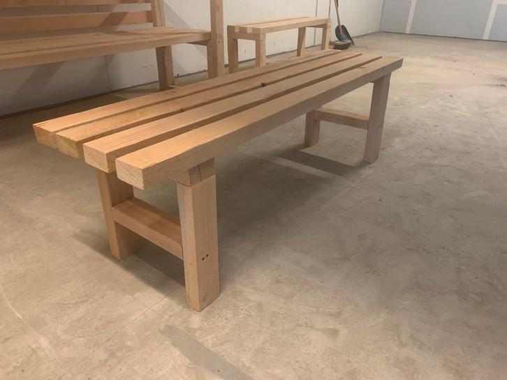 Douglas tuinbank met H onderstel alle maten leverbaar nieuw, Huis en Inrichting, Krukjes, Nieuw, Hout, Ophalen