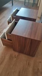 Ikea Nyvoll 2 nachtkastjes bruin met witte lades, Huis en Inrichting, Ophalen, Gebruikt, Minder dan 45 cm, Minder dan 55 cm