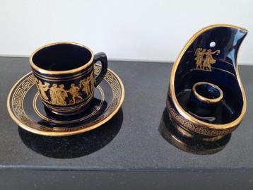Neofitou Keramik, Grieks,24 k goud, hand made,, diep blauw beschikbaar voor biedingen