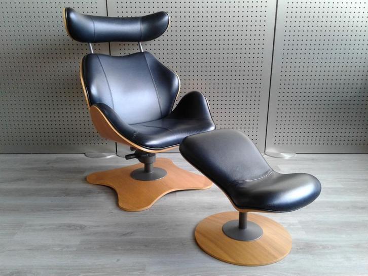 Variér (Stokke) Tok (Zwart Leder), Prachtig!, Huis en Inrichting, Fauteuils, Zo goed als nieuw, Hout, Leer, Metaal, Overige materialen