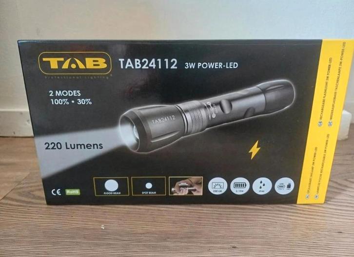 Tab24112 Accu Staaflamp 3W Power-LED – nieuw!, Caravans en Kamperen, Zaklampen, Nieuw, Accu, Ophalen of Verzenden