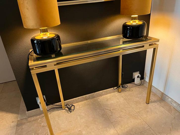 Hal set: Tafel en spiegel, Huis en Inrichting, Tafels | Sidetables, Gebruikt, 25 tot 50 cm, 100 tot 150 cm, Rechthoekig, Glas