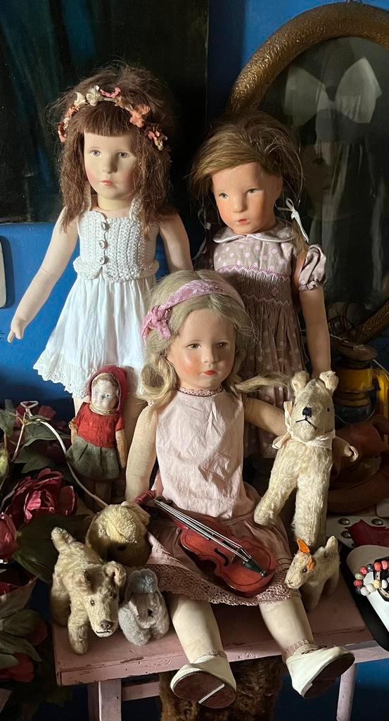 Antiek Kathe Kruse Pop (stofkopje)- 50 cm incl.verzendkosten, Antiek en Kunst, Antiek | Speelgoed, Ophalen of Verzenden