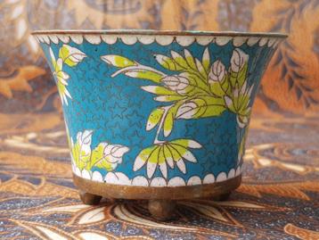 Originele antieke Chinese wierookpot van cloisonne 9,5 cm. beschikbaar voor biedingen