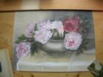 Aquarel / Waterpaint Pioenrozen gesigneerd, Antiek en Kunst, Kunst | Schilderijen | Klassiek, Ophalen of Verzenden