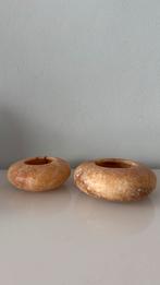 Set Alabaster Pebble Waxinelichthouders, Ophalen of Verzenden, Nieuw, Bruin