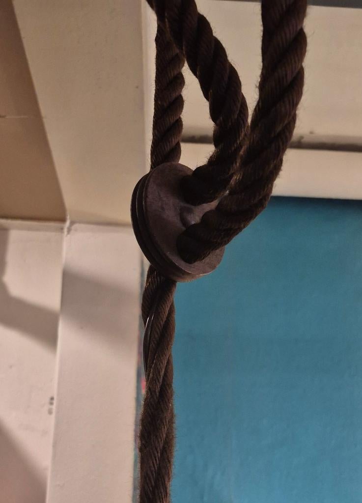 Deense keramische hanglamp met touw, Ophalen of Verzenden, Gebruikt, Vintage, Minder dan 50 cm