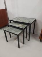 Vintage marmeren onyx mimiset bijzettafel design mid century, Huis en Inrichting, Tafels | Bijzettafels, Ophalen, Minder dan 55 cm