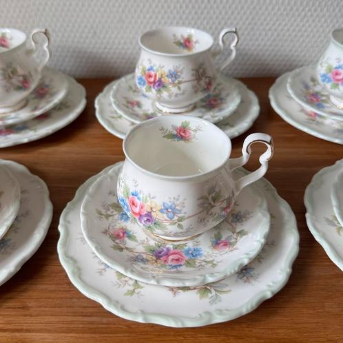 6x Royal Albert Colleen Kop en Schotel en Gebaksbordje, Antiek en Kunst, Antiek | Servies los, Ophalen of Verzenden