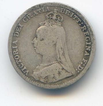 Groot-Brittannië 3 Pence 1891 - Awijkende 9 Jaartal beschikbaar voor biedingen