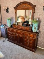 Dressoir klassiek engelse stijl met spiegel, Ophalen, Engels George III, 150 tot 200 cm, Met lade(s)