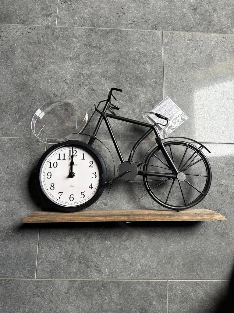 Fiets Klok - Uniek Design, Huis en Inrichting, Woonaccessoires | Klokken, Ophalen of Verzenden, Zo goed als nieuw, Analoog, Wandklok