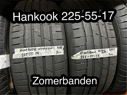 2X 225-55-17 Hankook zomerbanden, Auto-onderdelen, Banden en Velgen, Band(en), Zomerbanden, 17 inch, 225 mm, Personenwagen, Gebruikt