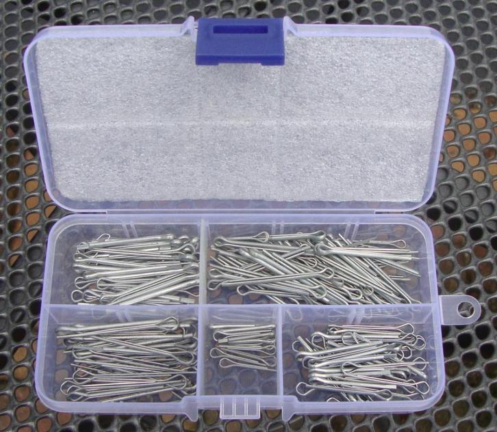 splitpennen / set 175 stuks staal verzinkt - nieuw in box, Hobby en Vrije tijd, Knutselen, Nieuw, Materiaal, Ophalen of Verzenden