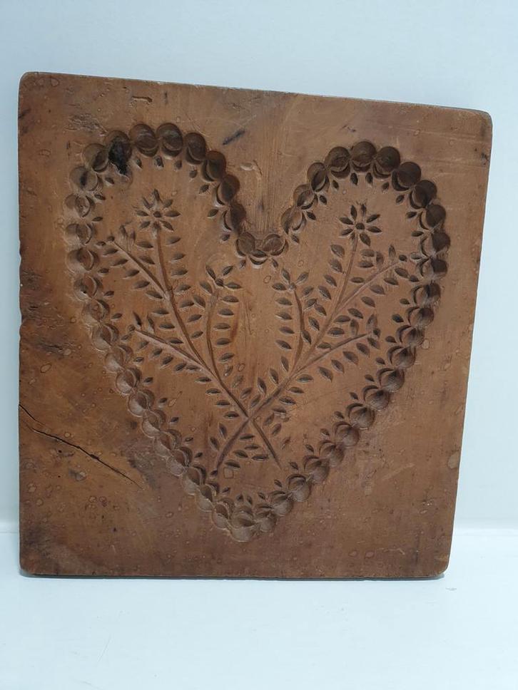 Houten peperkoekvorm / koekjesvorm - hart, Antiek en Kunst, Antiek | Keukenbenodigdheden, Ophalen of Verzenden
