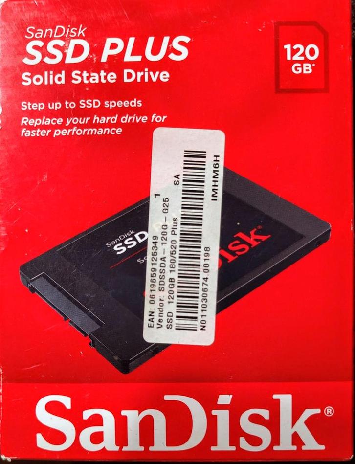 Nieuwe SanDisk SSD Plus 120GB, Computers en Software, Harde schijven, Nieuw, Desktop, Intern, SSD, SATA, Ophalen of Verzenden