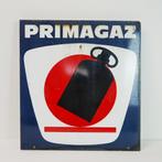 Vintage dubbelzijdig emaille reclamebord van Primagaz., Ophalen of Verzenden, Gebruikt, Reclamebord