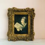 Vintage Litho Gerard Dou lezende vrouw barok lijst, Verzenden