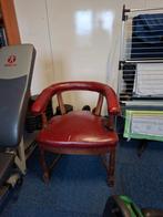 Captain chair met rood leren bekleding, Antiek en Kunst, Ophalen