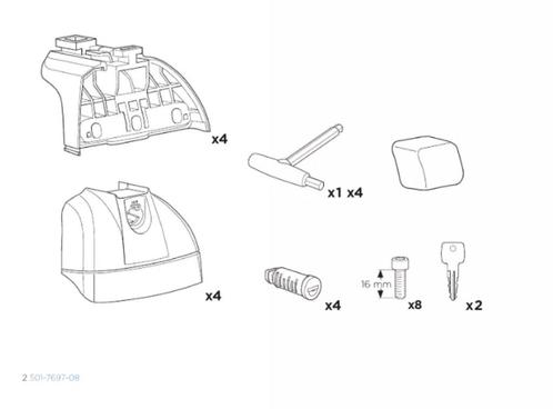 Thule 753: SET VAN  4 VOETEN voor diverse Thule Dakdragers, Auto diversen, Dakdragers, Zo goed als nieuw, Ophalen