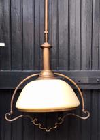 Bronzen hanglamp met dubbel glas, Ophalen of Verzenden