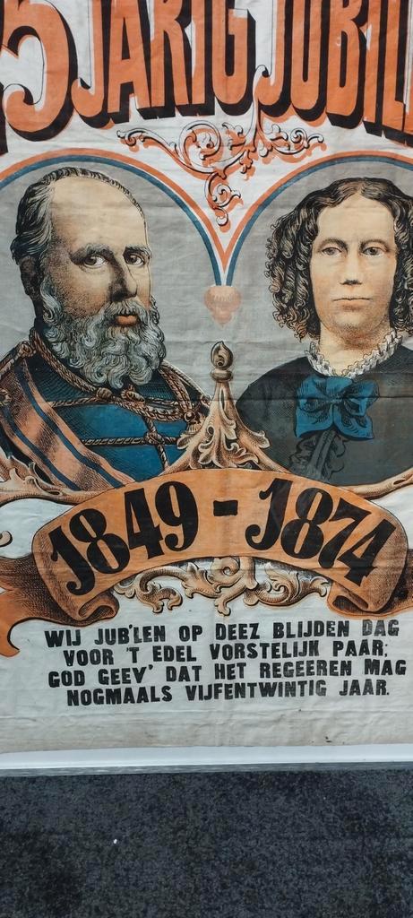 Willem 3 katoenen doek 1874 antiek origineel, Antiek en Kunst, Antiek | Overige Antiek, Ophalen of Verzenden