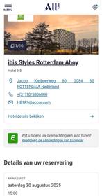 Hotelovernachting 2 personen inclusief ontbijt ibis Ahoy, Tickets en Kaartjes, Twee personen, 1 overnachting