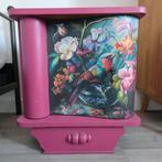 Vintage nachtkastjes oud roze met vogel, Ophalen, Gebruikt