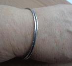 zilveren set van twee smalle slaven armbanden [037], Verzenden, Zo goed als nieuw, Zilver, Zilver