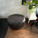 Mooie stevige vintage leren poef 55 x 30 cm, Ophalen, Gebruikt, Rond, Leer