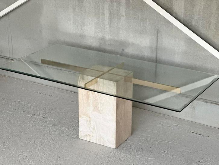 Artedi travertine eetkamertafel 1980s, Antiek en Kunst, Antiek | Meubels | Tafels, Ophalen of Verzenden